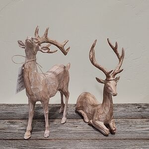 Rustic Brown Deer Figurine Set